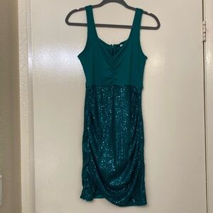 Green sequins mini dress